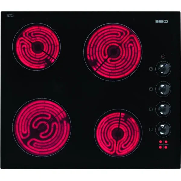 Table De Cuisson Vitrocéramique 58cm 4 Feux 5800w Noir