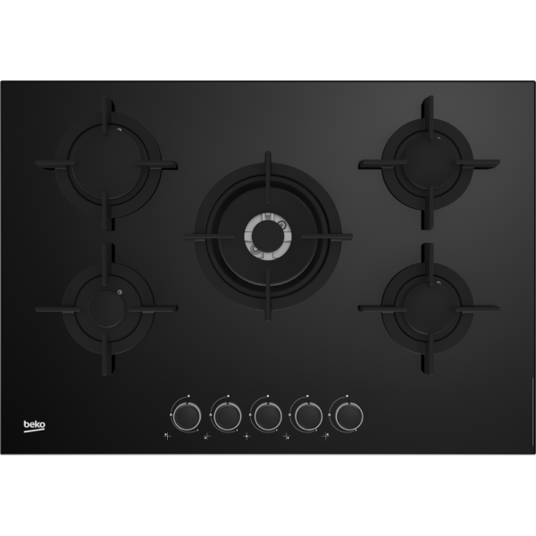 PLAQUE DE CUISSON BEKO GAZ 75CM 5 FEUX NOIR