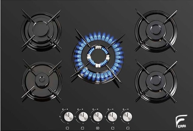 table-de-cuisson-encastrable-en-verre-noir-5-feux cuisiniere